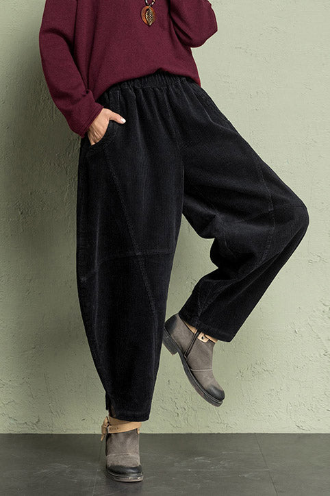 Women High Waist Corduroy Pants C2956
