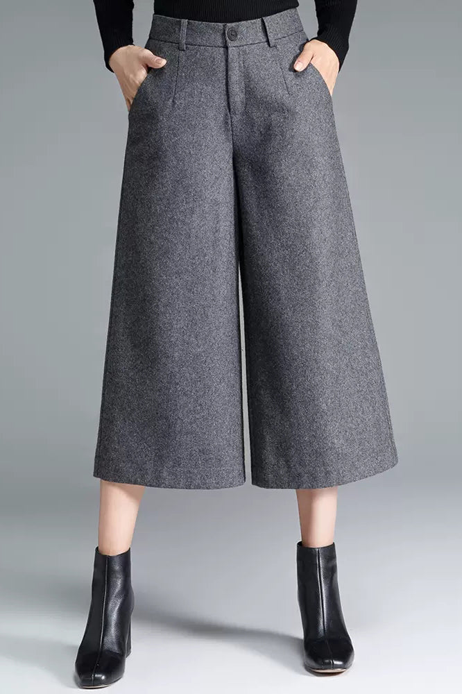 Women Loose Wide Leg Wool Pants C3055