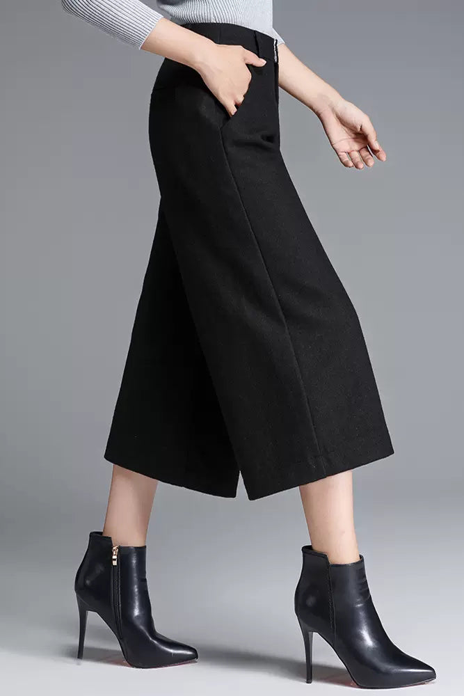 Women Loose Wide Leg Wool Pants C3055