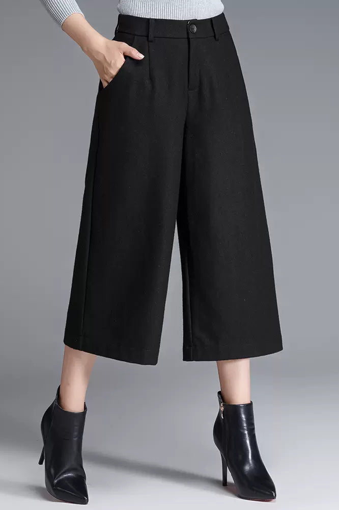 Women Loose Wide Leg Wool Pants C3055