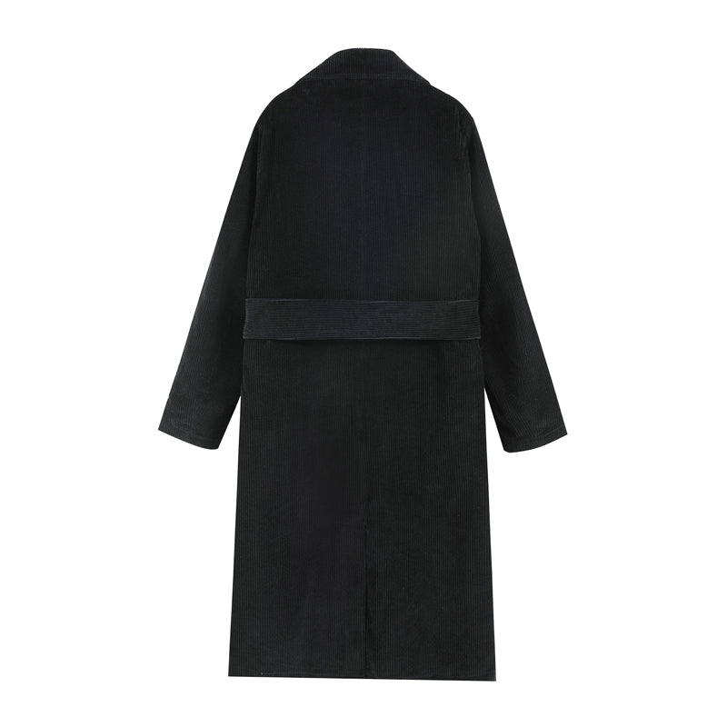 Black Long Corduroy Coat C2450