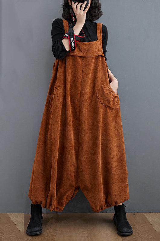 Women Casual Loose Corduroy Overalls C2986