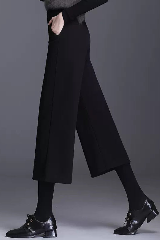 High Waist Wide Leg Wool Pants C3046