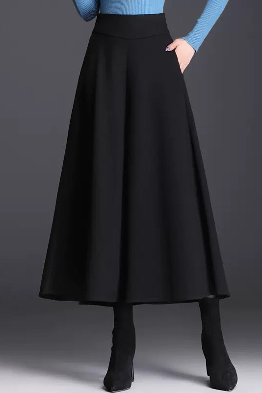 A-Line Wide Leg Wool Skirt Pants C3059