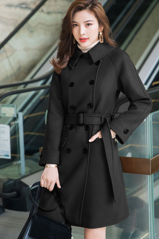 Winter Wool Coat Women, Long Wool Coat C2591
