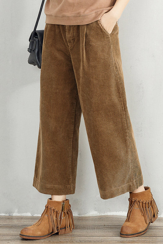 Women Wide Leg Corduroy Pants C2953