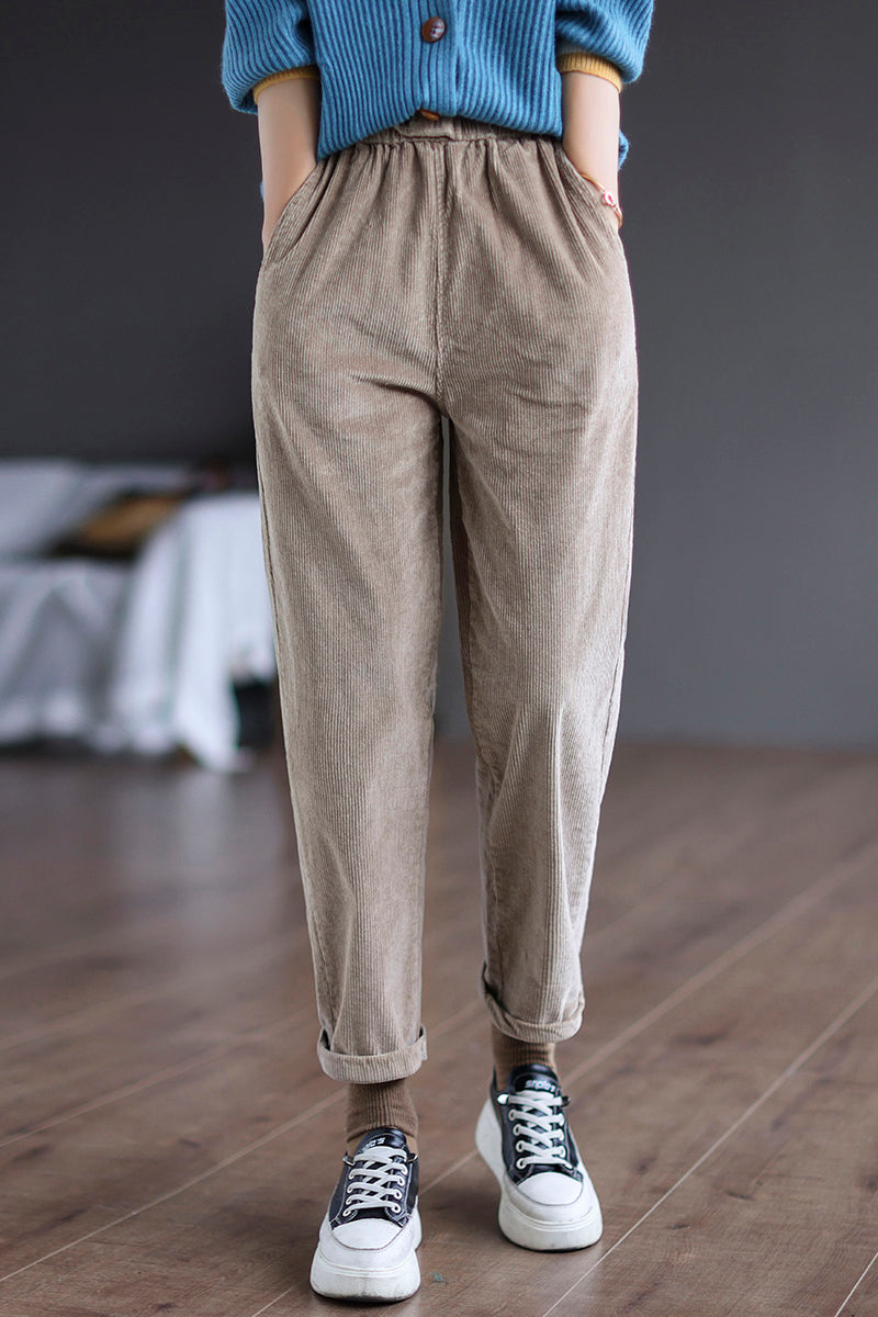 Women Soft Simple Corduroy Pants C2972