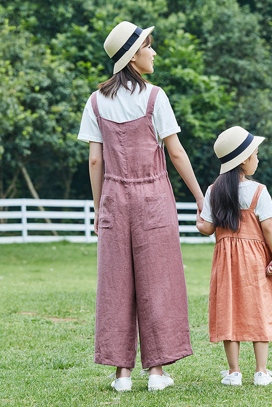 Women Spring Summer Casual Cropped Linen Overalls C2899