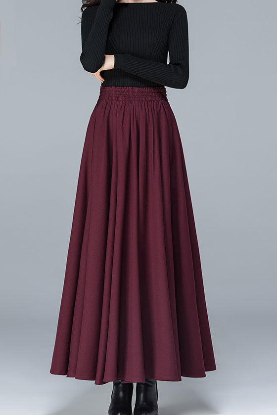 High Elastic Waist Warm Autumn Winter Long Skirt C2481