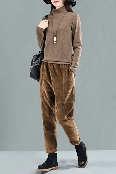 Women Casual Long Corduroy Pants C2952
