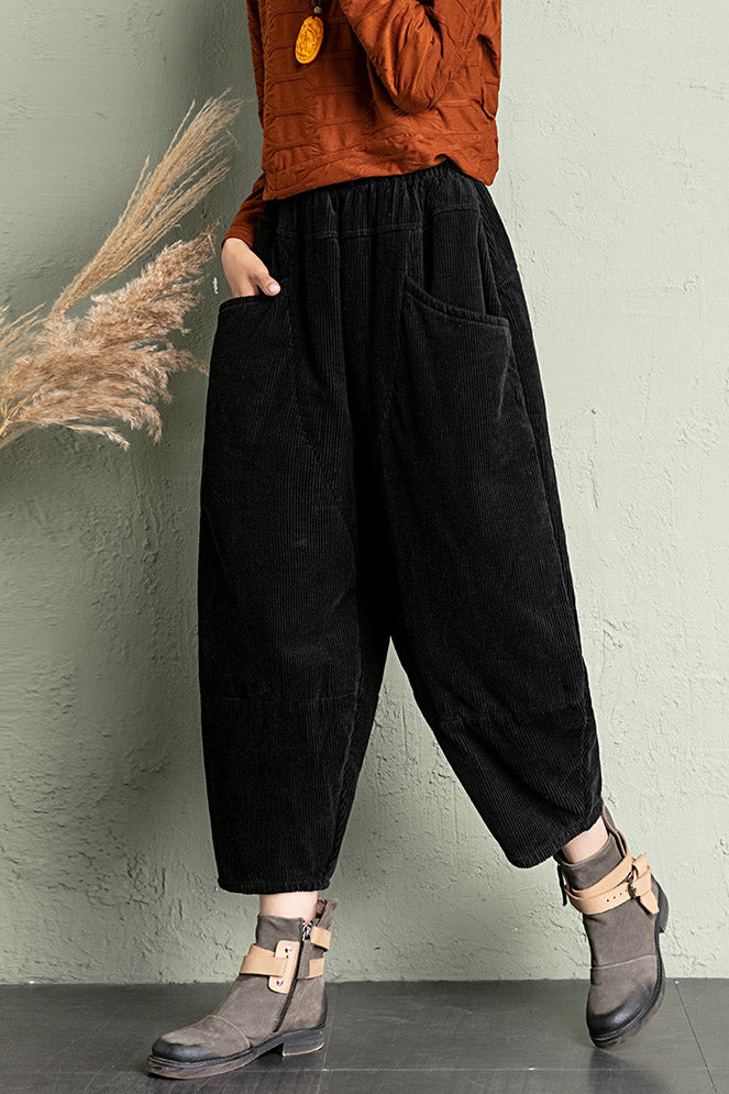 High Waist Loose Corduroy Pants C2957