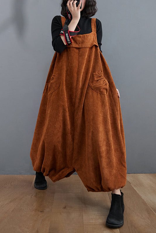 Women Casual Loose Corduroy Overalls C2986