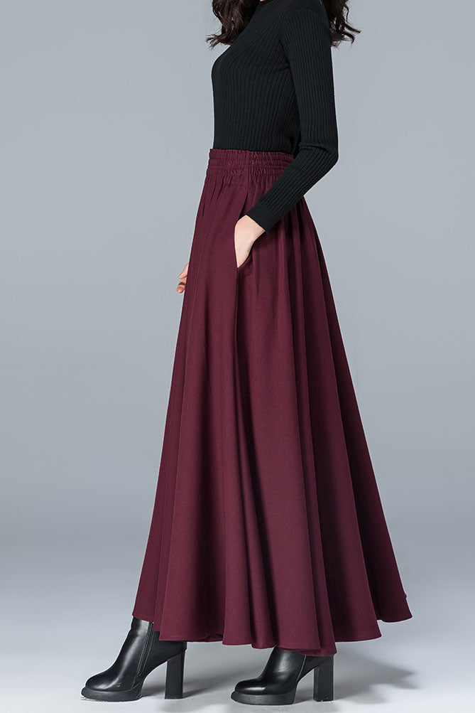 High Elastic Waist Warm Autumn Winter Long Skirt C2481