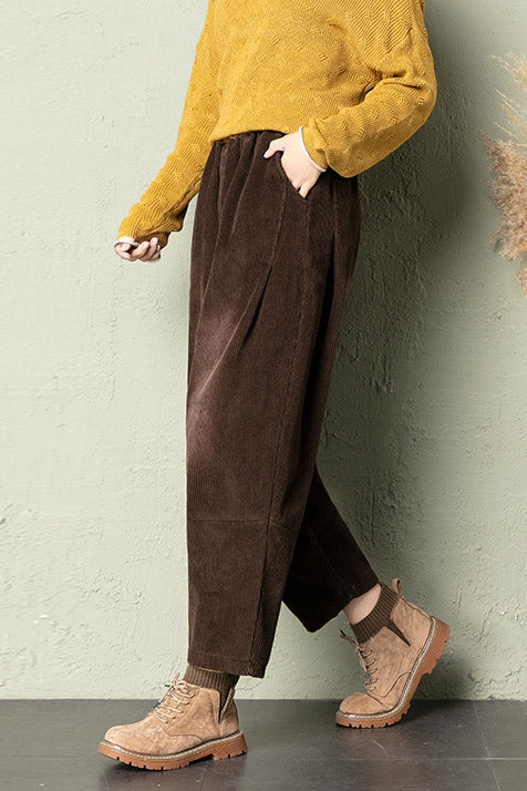 High Waist Thick Corduroy Pants C2964