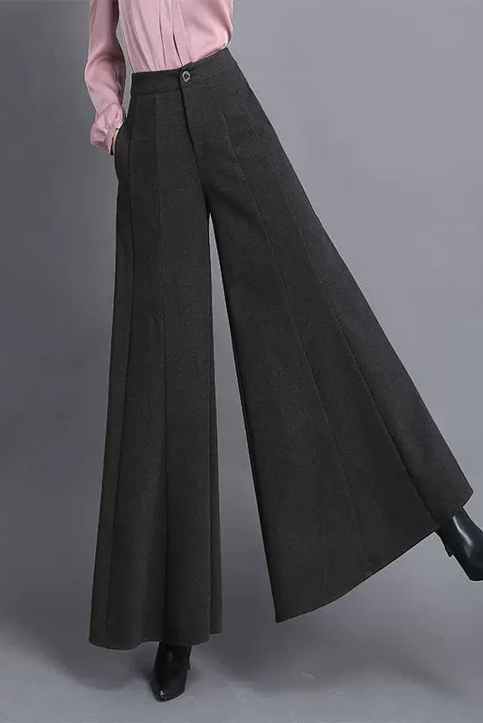 Long Wide Leg Wool Pants C3045
