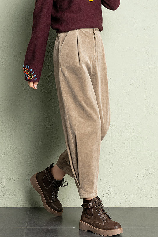 Casual Elastic Waist Corduroy Pants C2963