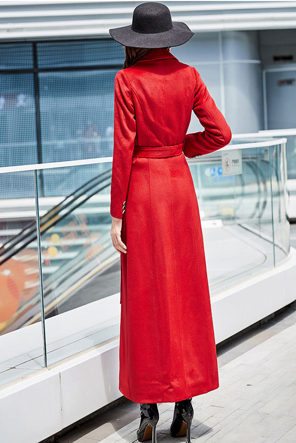 Double-breasted wool long Coat C2529