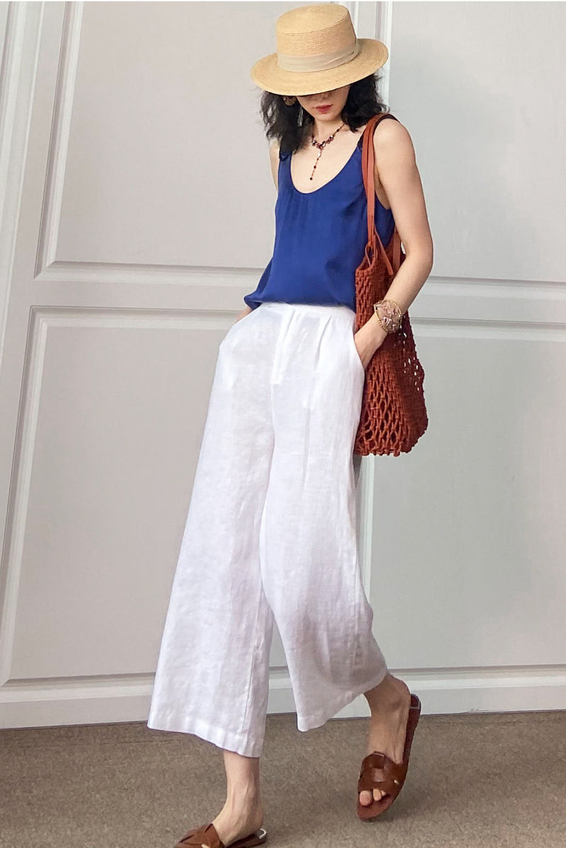 Cotton Linen Wide Leg Women Casual Pants C2892