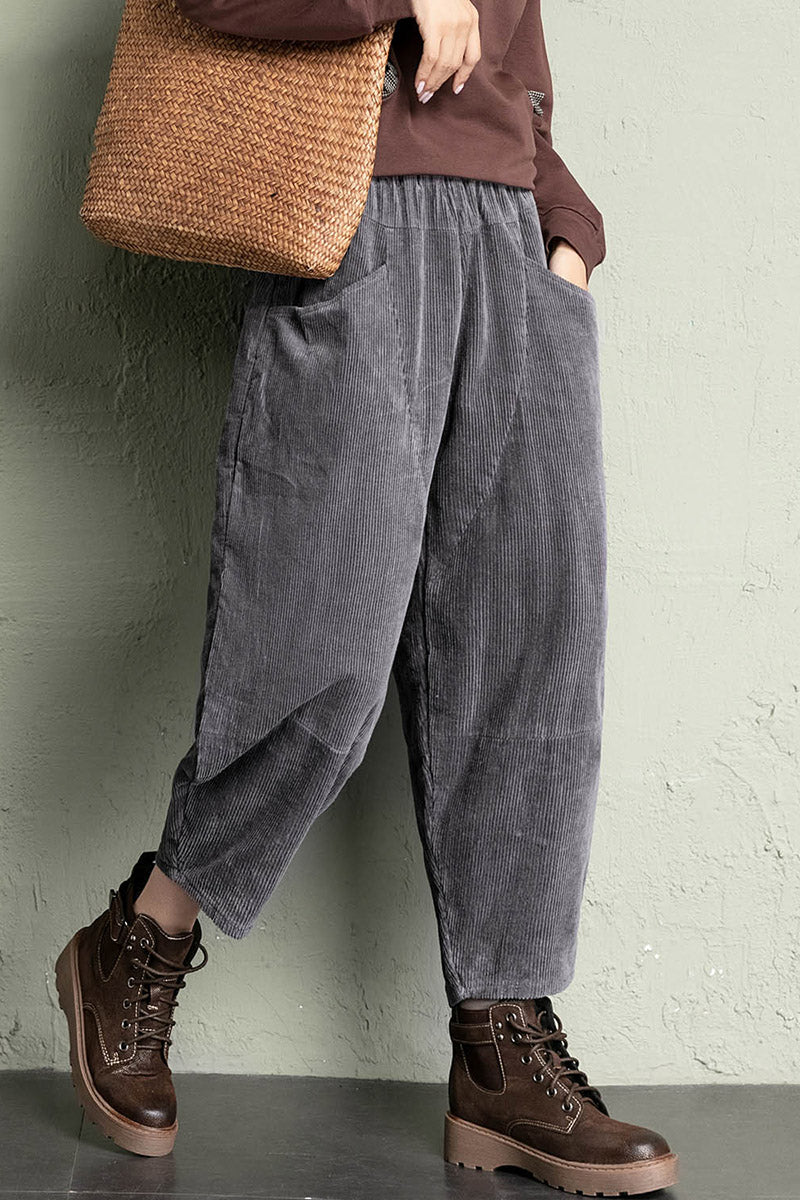 High Waist Loose Corduroy Pants C2957