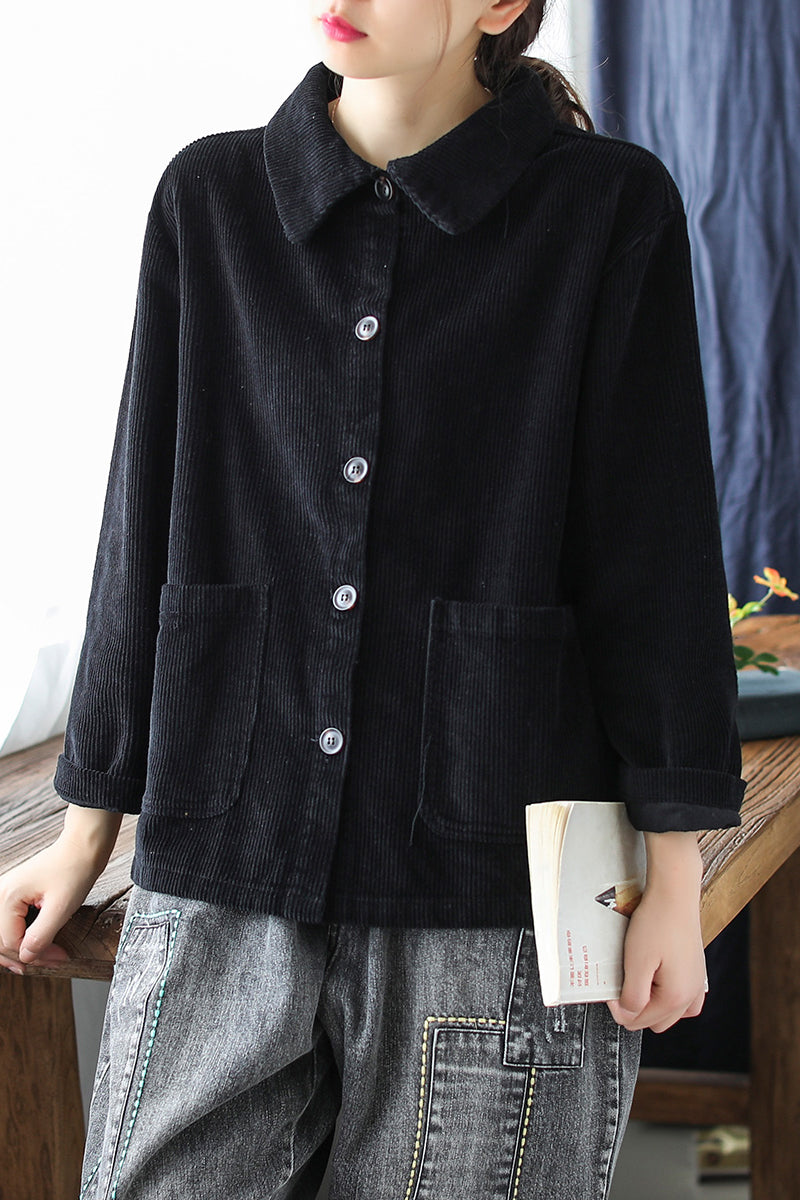 Long Sleeve Loose Corduroy Shirt Tops C2981