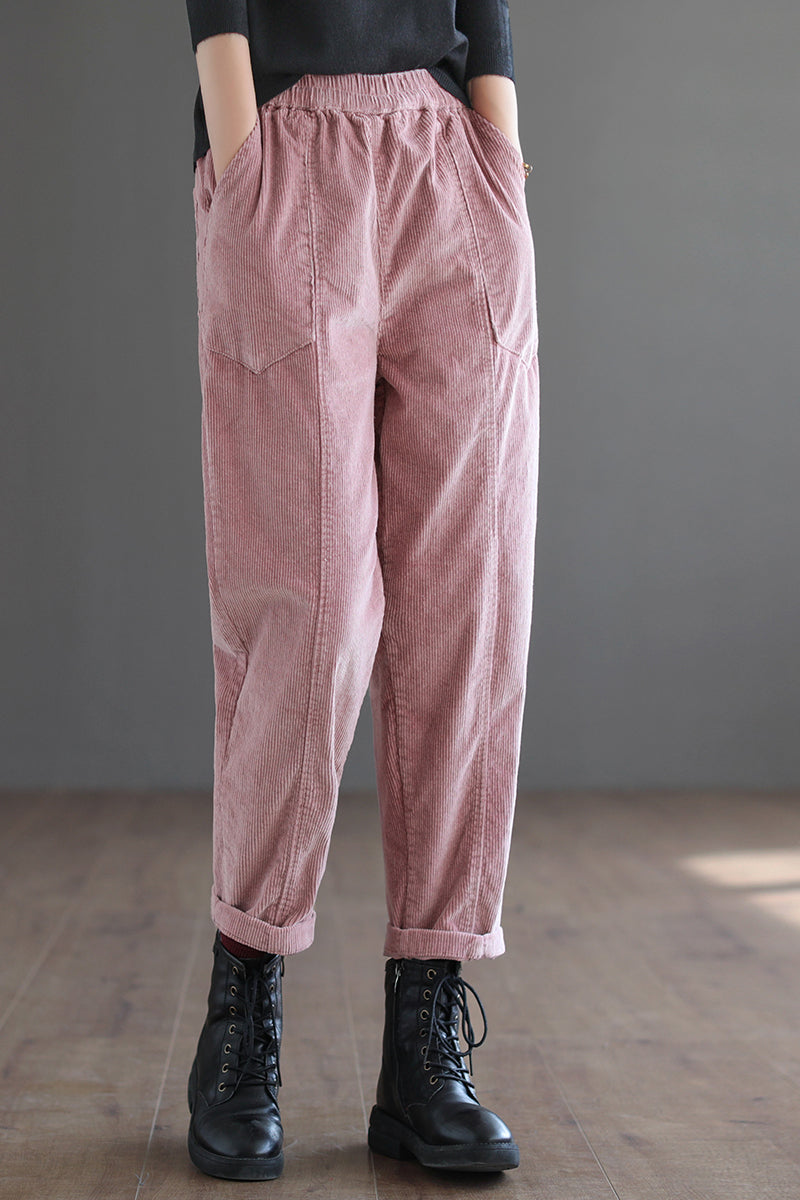Women Retro Long Corduroy Pants C2973
