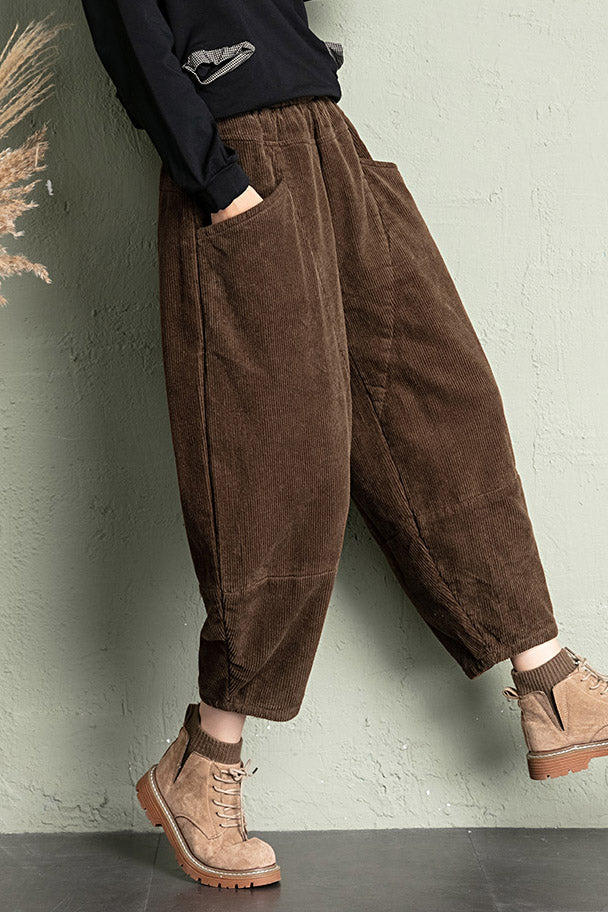 High Waist Loose Corduroy Pants C2957