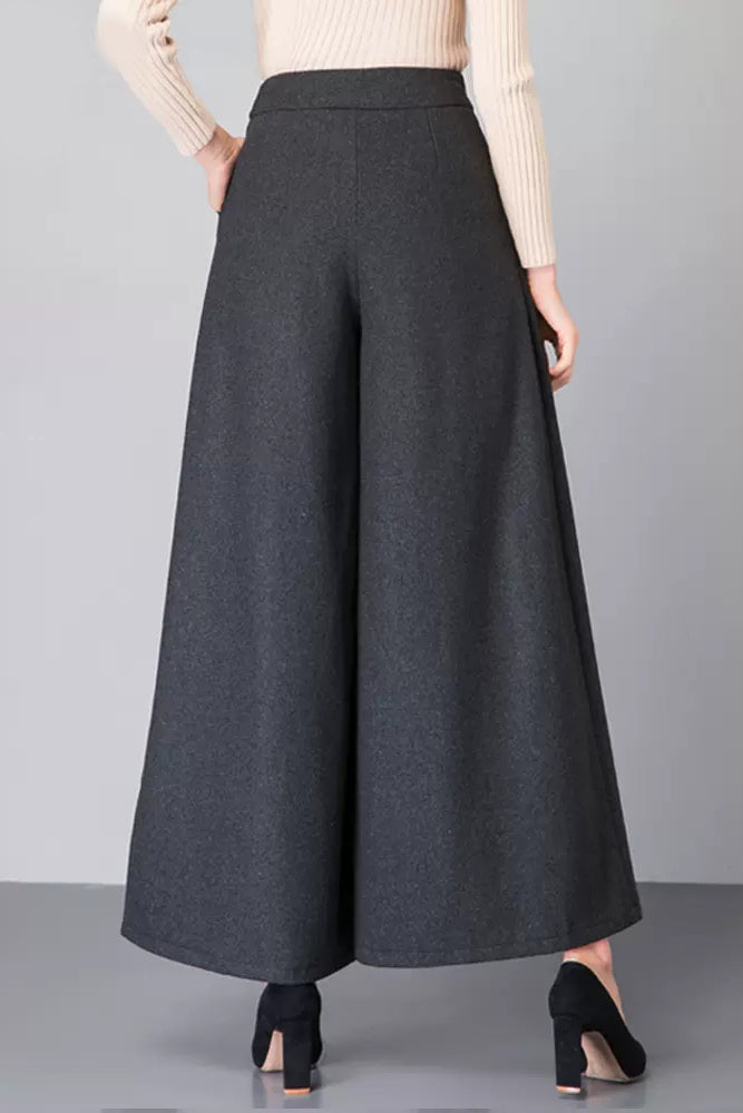 Winter Thick Wide Leg Wool Pants C3050