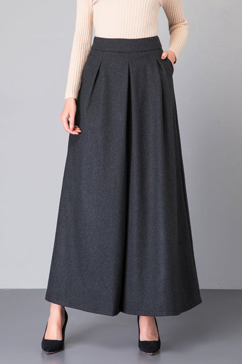 Winter Thick Wide Leg Wool Pants C3050