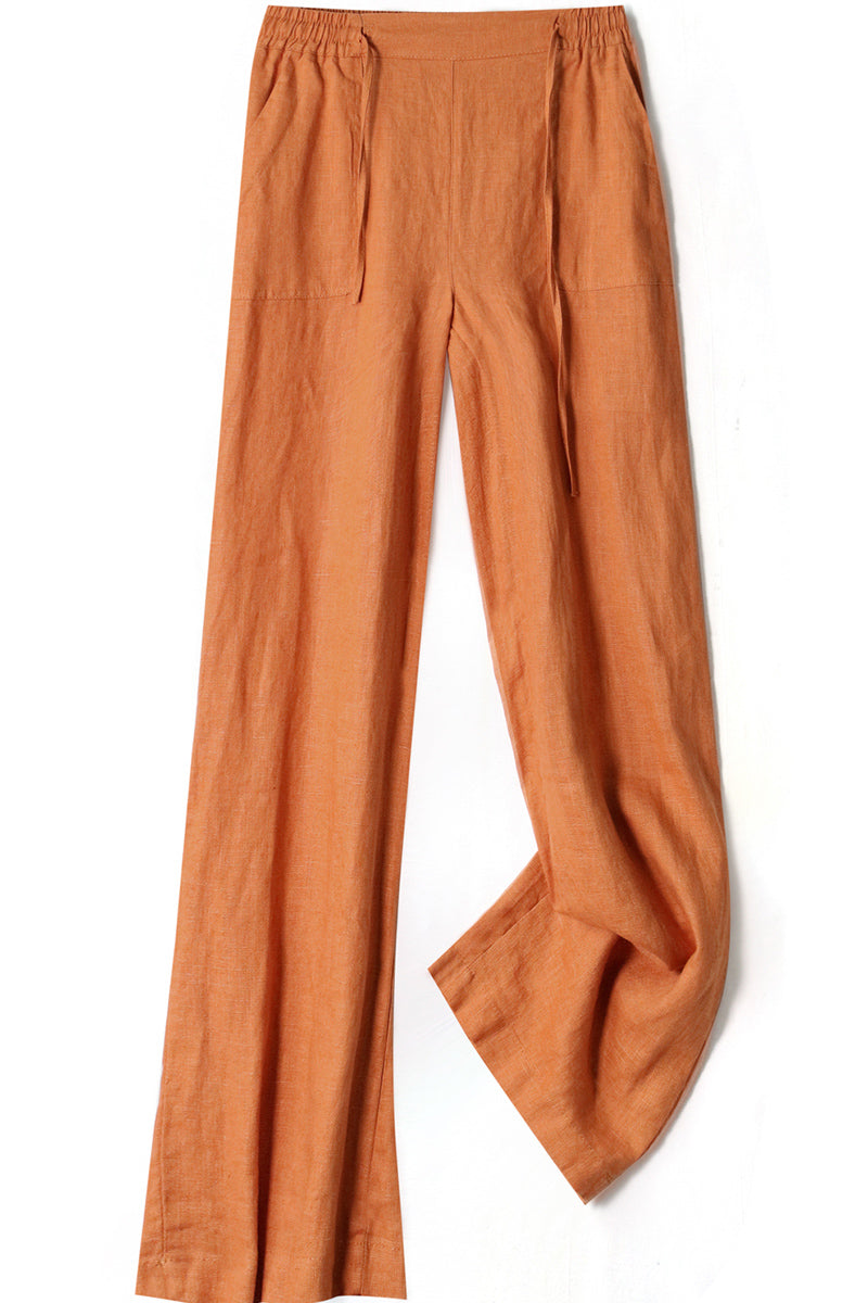 New Casual Loose Women Linen Wide Leg Pants C2890