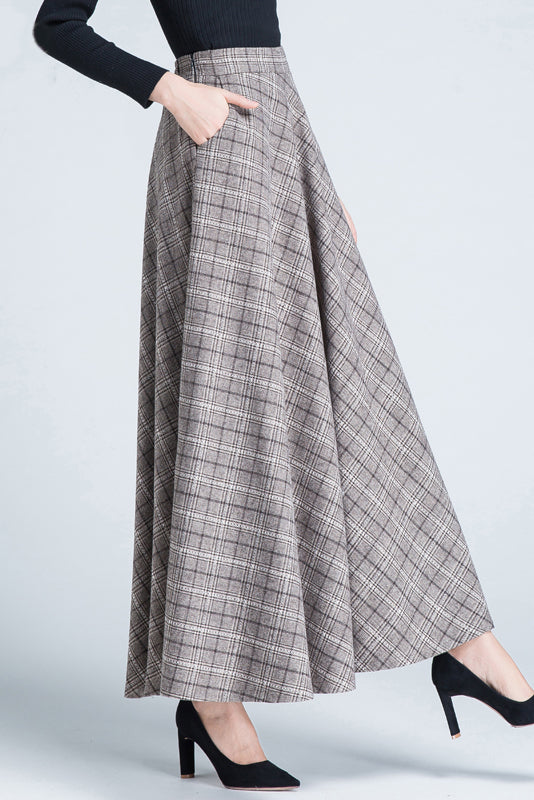 Women Swing Maxi Wool Skirt C3118