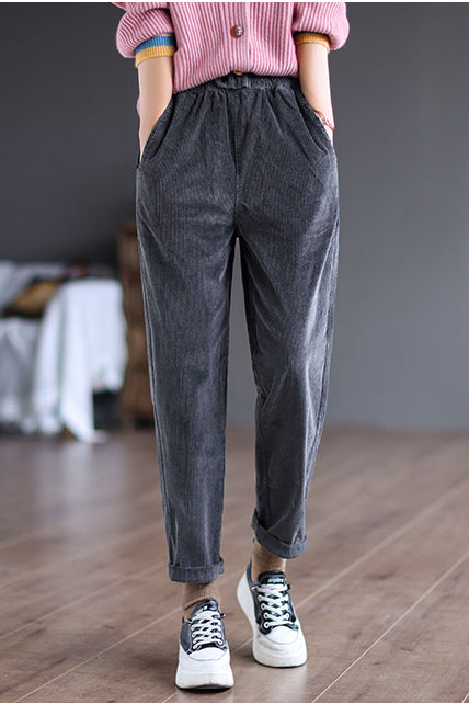 Women Soft Simple Corduroy Pants C2972