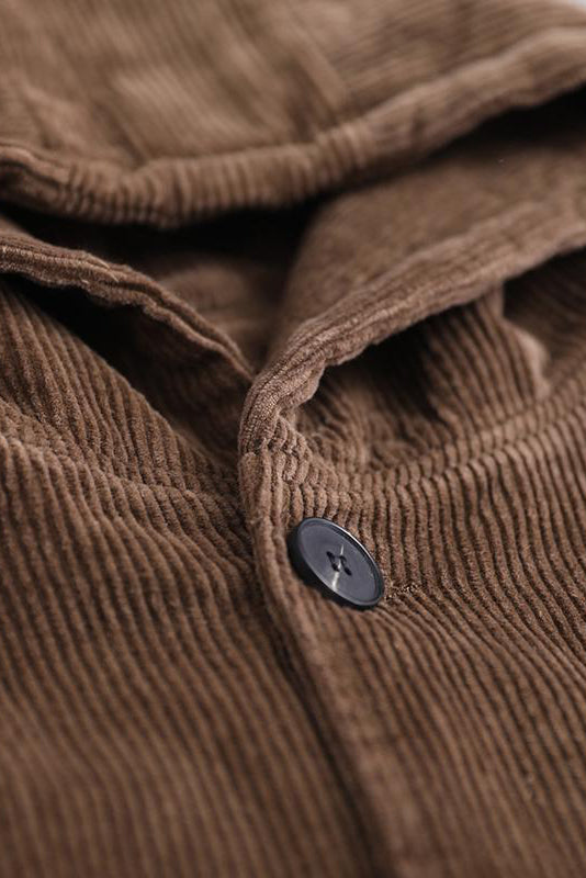 Coffee Hooded Winter Warm Corduroy Coats C2983