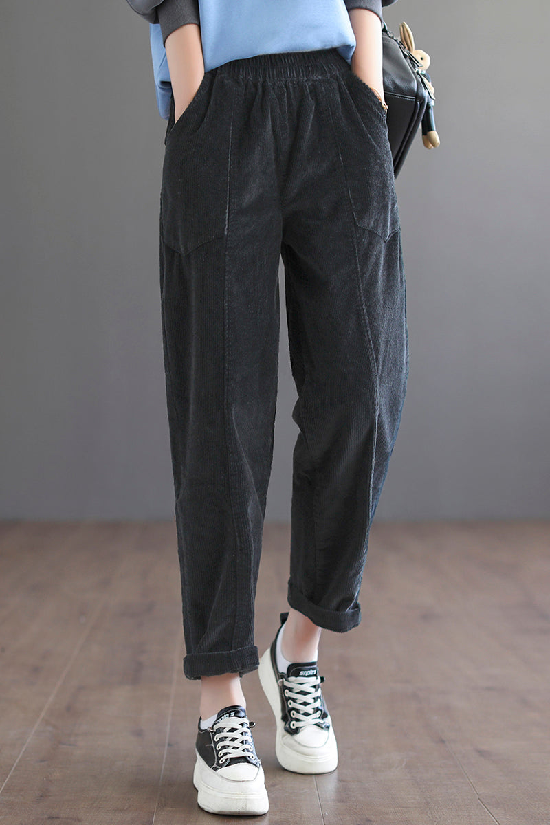 Women Retro Long Corduroy Pants C2973