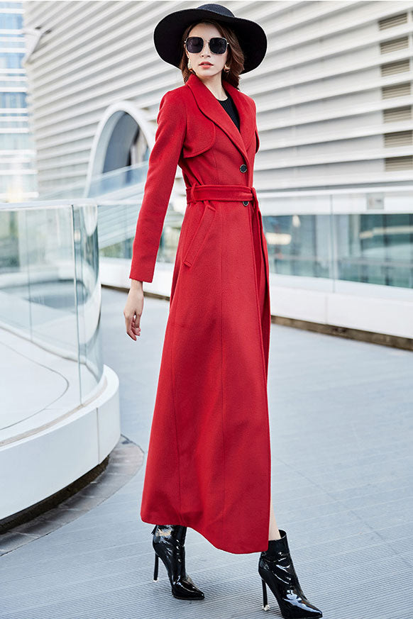 Maxi Wool trench coat, Autumn winter outerwear C2528