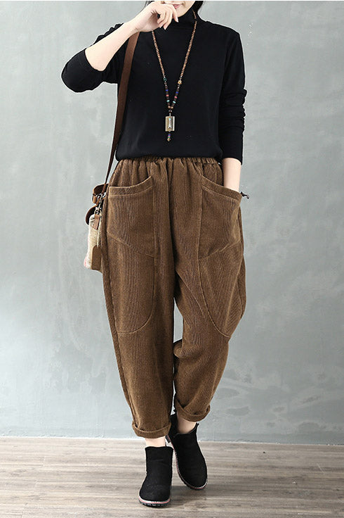 Women Casual Loose Corduroy Pants C2954