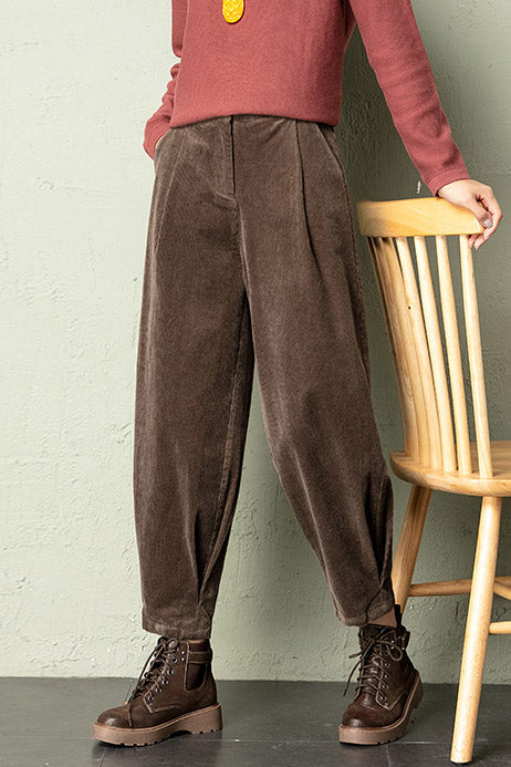 Casual Elastic Waist Corduroy Pants C2963