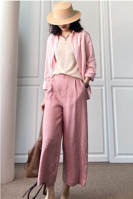 Cotton Linen Wide Leg Women Casual Pants C2892