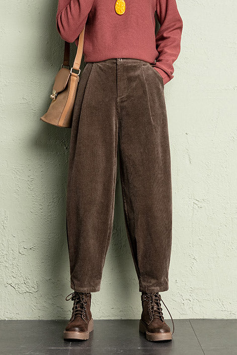 Casual Elastic Waist Corduroy Pants C2963