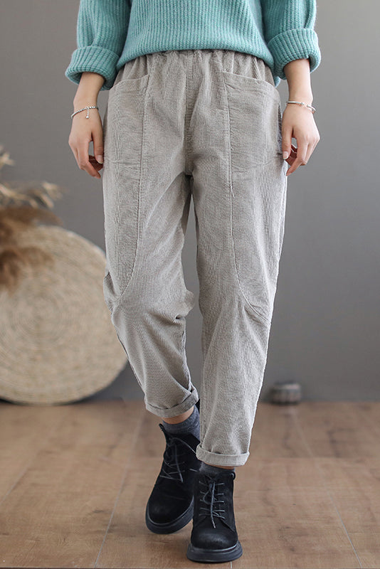 Autumn Casual Pure Color Corduroy Pants C2968