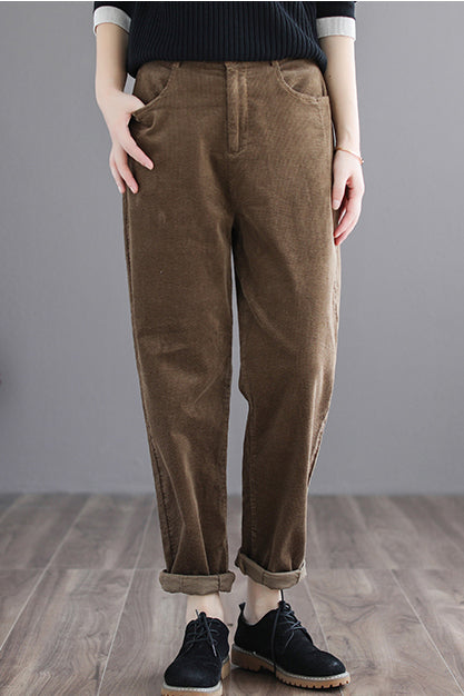 Simple Pure Color Long Corduroy Pants C2971