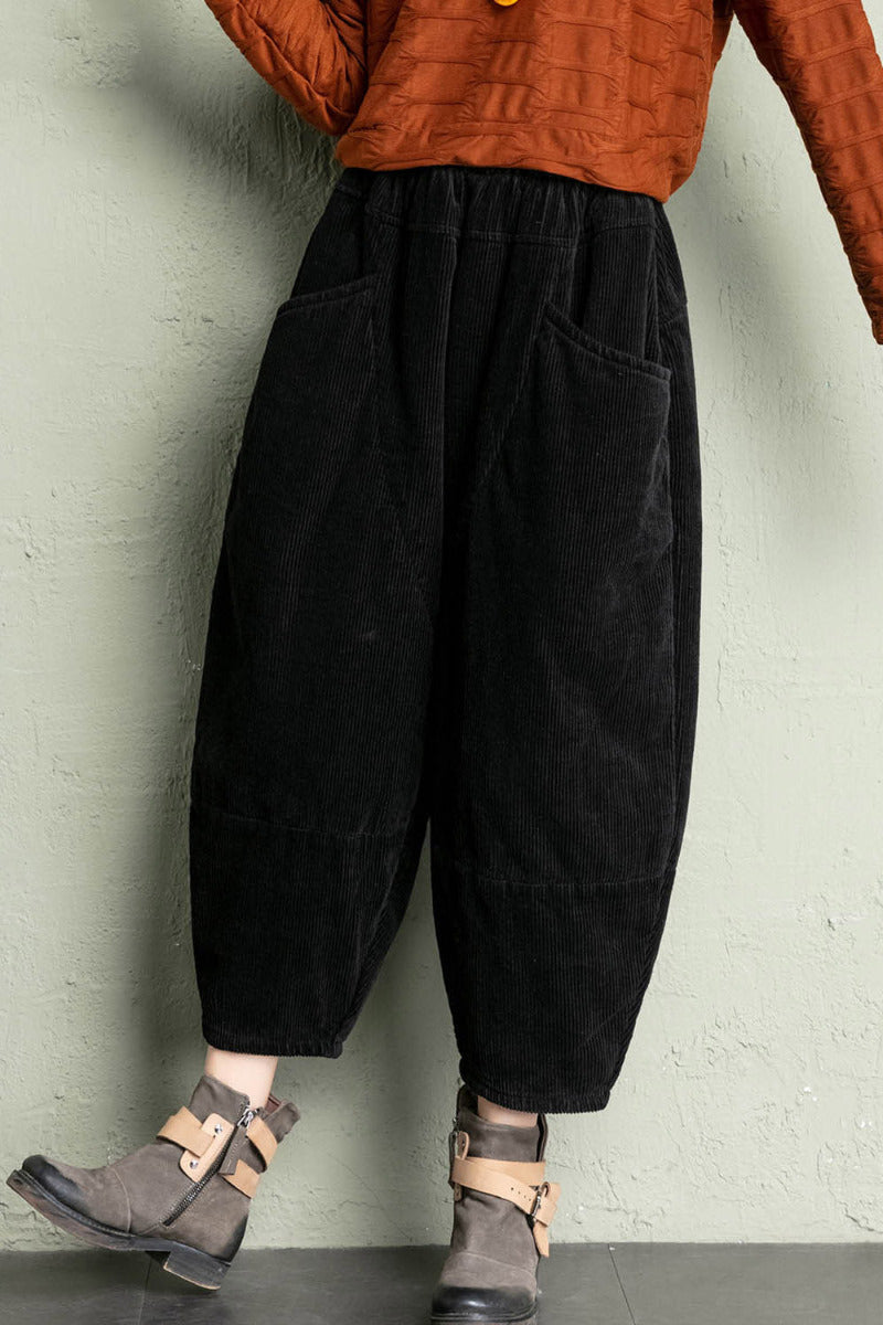 High Waist Loose Corduroy Pants C2957