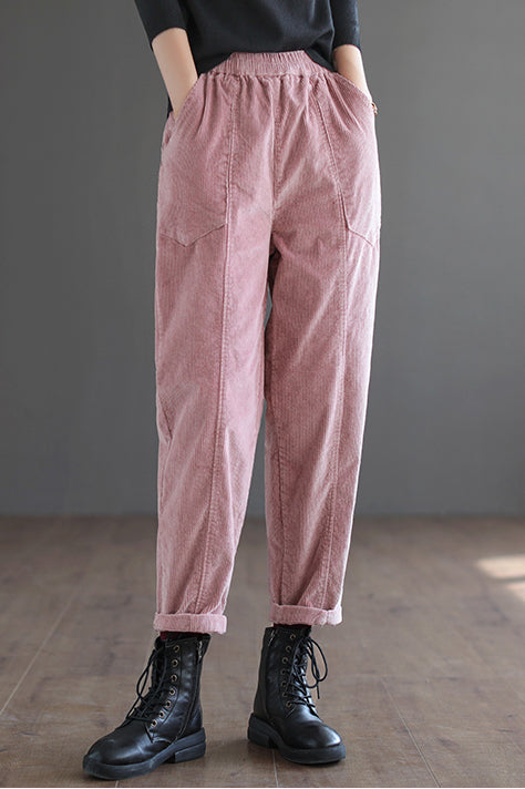 Women Retro Long Corduroy Pants C2973
