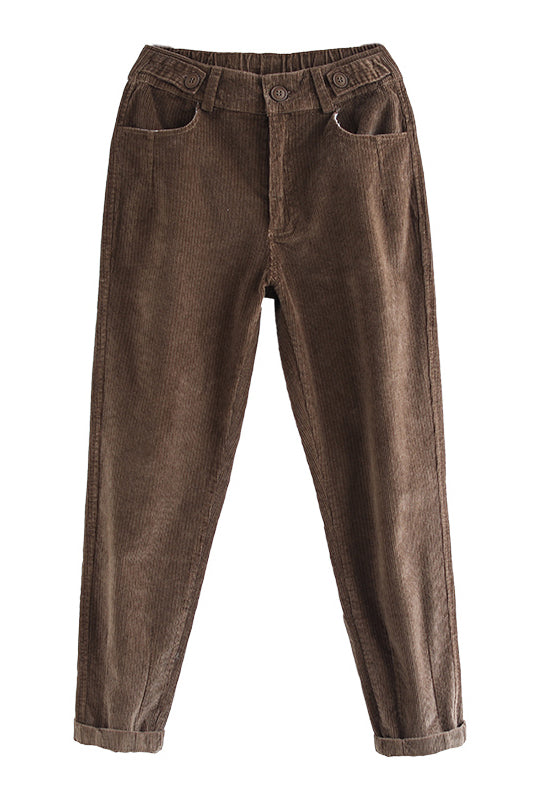 Pure Color Casual Corduroy Pants C2966