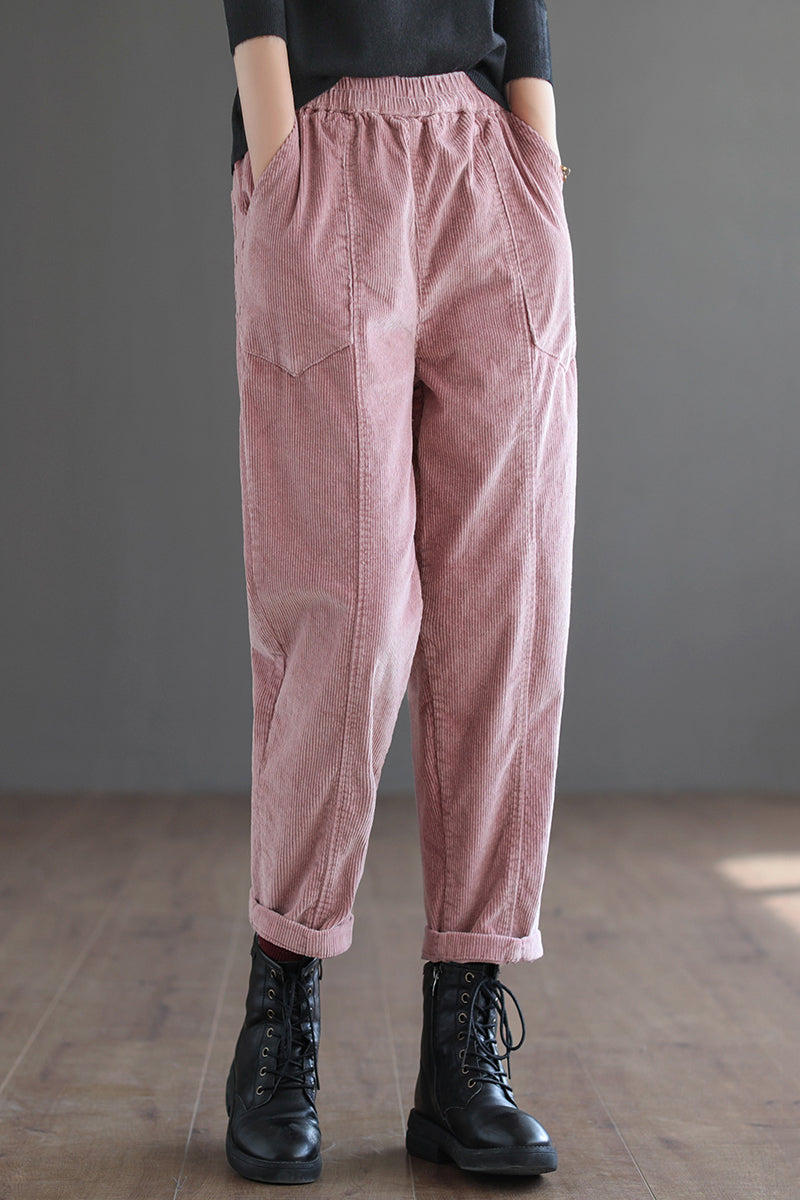 Women Retro Long Corduroy Pants C2973