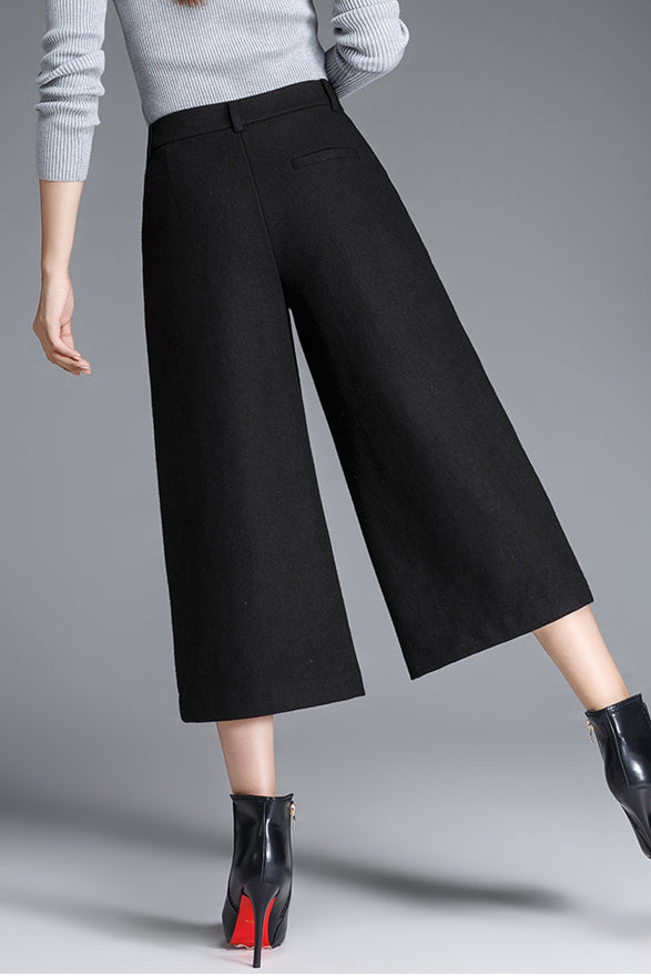 Women Loose Wide Leg Wool Pants C3055