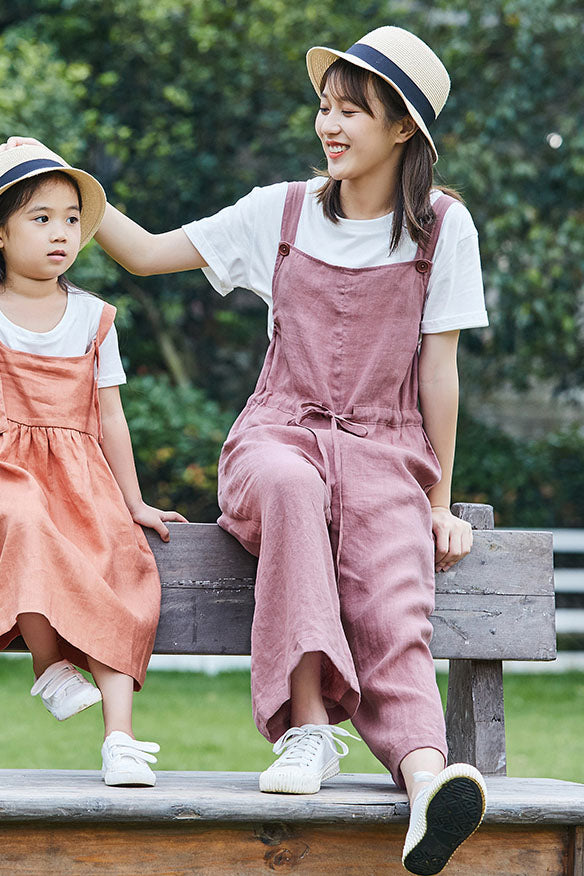 Women Spring Summer Casual Cropped Linen Overalls C2899