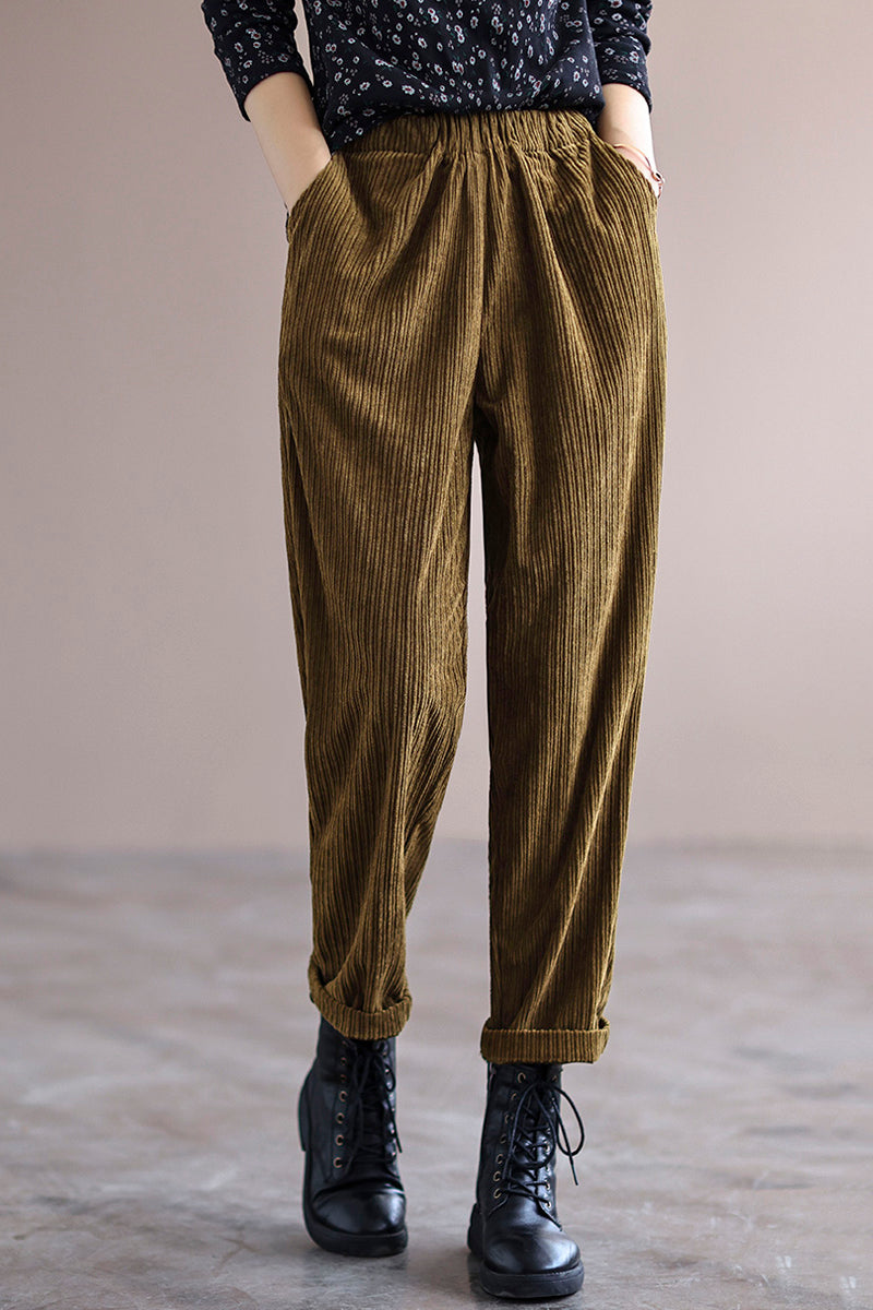 Autumn Winter Simple Long Corduroy Pants C2974