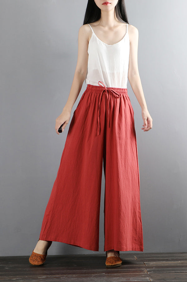 Women Vintage-inspired Casual Wide Leg Pants C2881