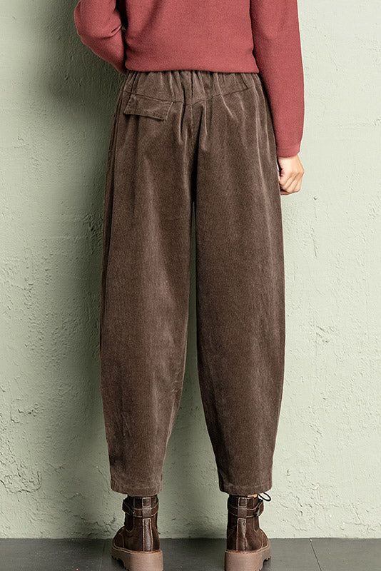Casual Elastic Waist Corduroy Pants C2963