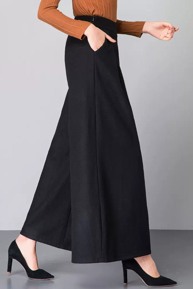 Winter Thick Wide Leg Wool Pants C3050